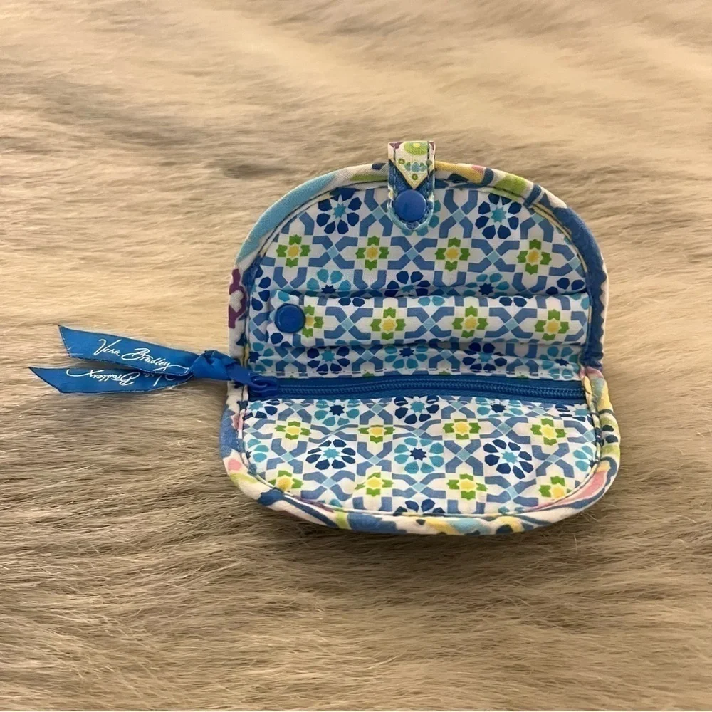 VERA BRADLEY Capri Blue Travel Jewlery Case Green Purple Paisley Semi-Circle